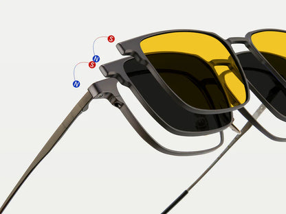 Titanium Magnetic Clip-on Eyeglasses Sunglasses (5-in-1)